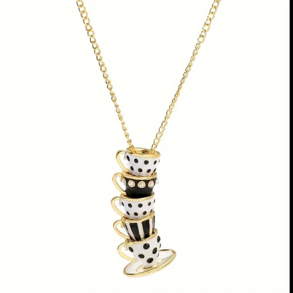Teacup Pendant Necklace Set - 1/3pcs Food & Beverage Theme…